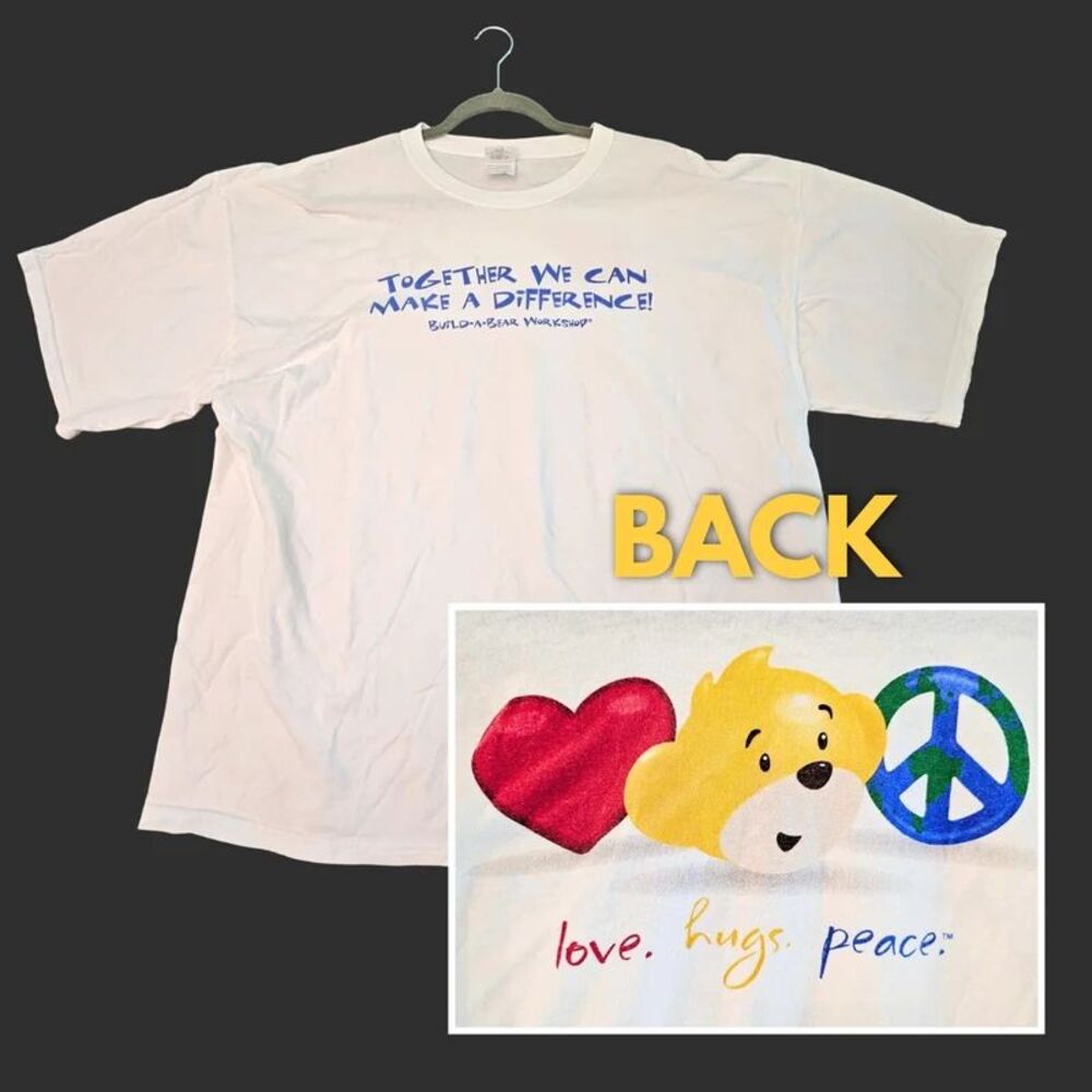 Y2K Build A Bear Workshop Employee Promo White T-Shirt Adult Size 2XL *RARE*
